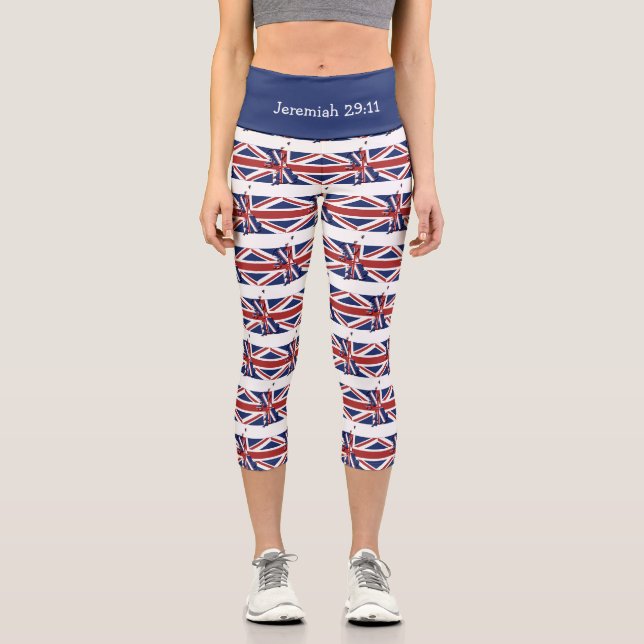 Personalisierbar | Patriotisch | UNION JACK UK FLA Capri Leggings (Vorderseite)
