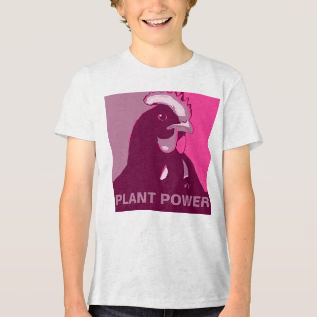 Personalisierbar! Rosa Pop Art Inspiriert Hühnerhe Tri-Blend Shirt (Vorderseite)