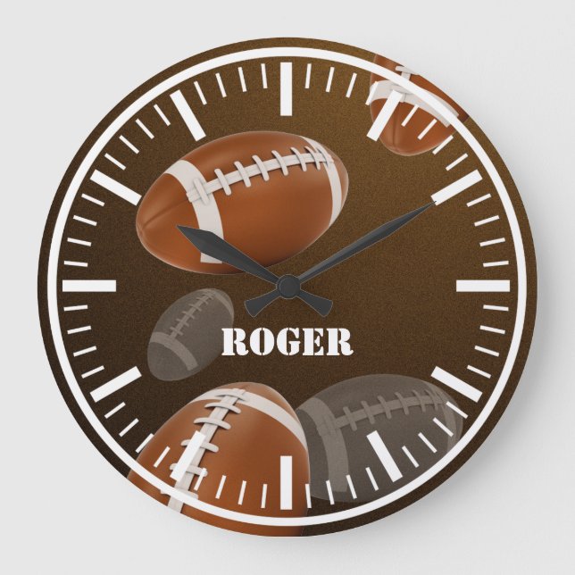 Personalisierbar Rugby Wall Clock Große Wanduhr (Vorderseite)