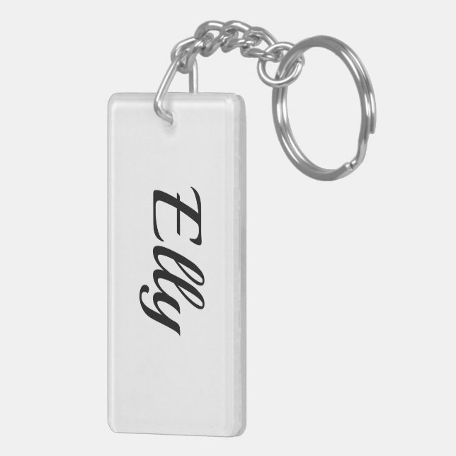 personalisierbar Vorname Elly schwarz weiß Schlüsselanhänger (Rückseite rechts)