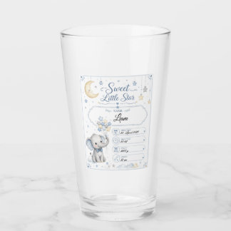 Personalisierbare Baby Geburtstafel mit Elefant  Glas