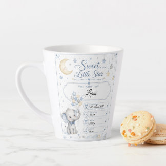 Personalisierbare Baby Geburtstafel mit Elefant Milchtasse