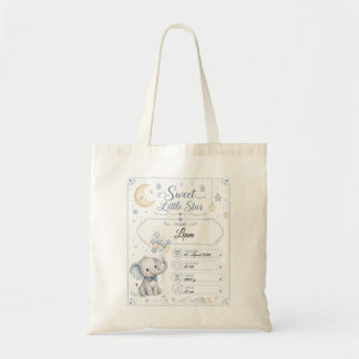 Personalisierbare Baby Geburtstafel mit Elefant  Tragetasche