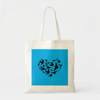 Personalisierbare blaue und schwarze Vogel-Tasche Tragetasche