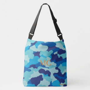 Personalisierbare Camouflage Camouflage Blue Green Tragetaschen Mit Langen Trägern