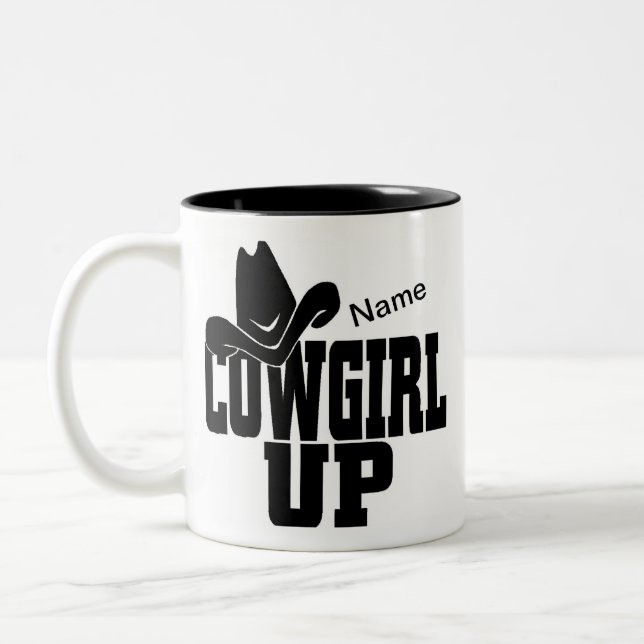 Personalisierbare Cowgirl Up Kaffee Tasse (Links)