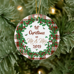 Personalisierbare Erste Weihnachten Keramik Ornament