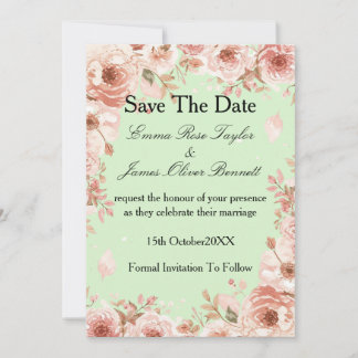 Personalisierbare Florale rosa Rosen zur Hochzeits Einladung