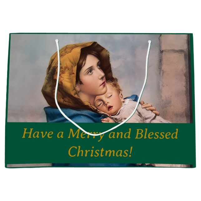 Personalisierbare Geschenktasche Madonna & Kind Große Geschenktüte (Vorderseite)