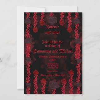 Personalisierbare gotische schwarze und rote Rosen Einladung