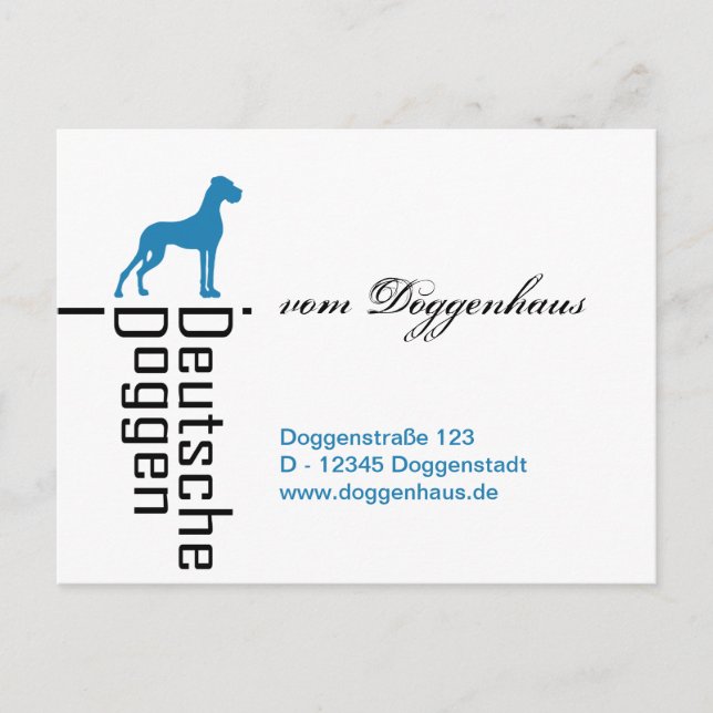 personalisierbare Great Dane Karten (Vorderseite)