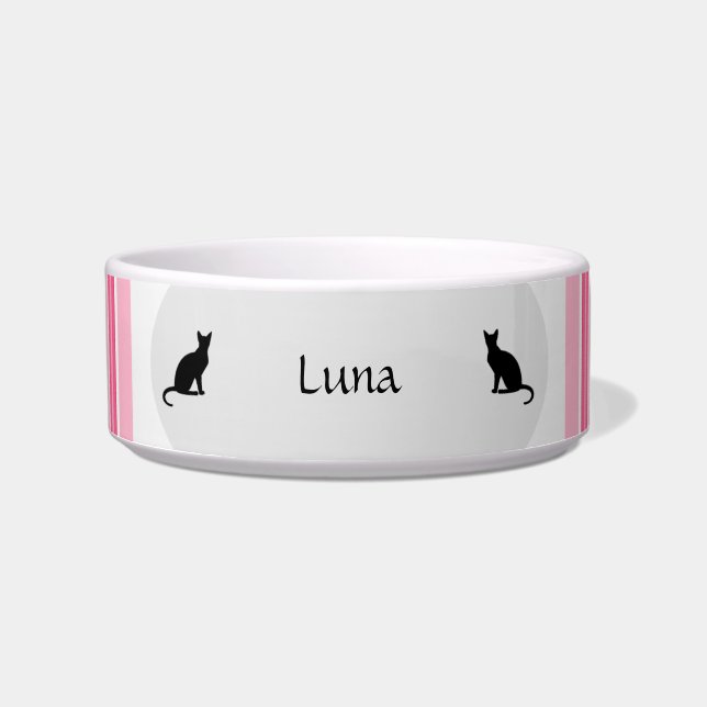 Personalisierbare Katzenfutterschale in rosa HAMbW Napf (Vorderseite)