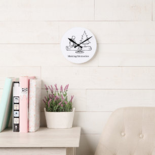 Personalisierbare Lager-Vater-Minimalist-Line-Art Runde Wanduhr
