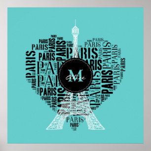 Personalisierbare Liebe Paris Eiffelturm Poster
