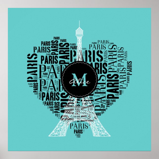 Personalisierbare Liebe Paris | Eiffelturm Poster (Vorne)