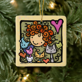 Personalisierbare Niedliche Lieben Curly Girl Keramikornament