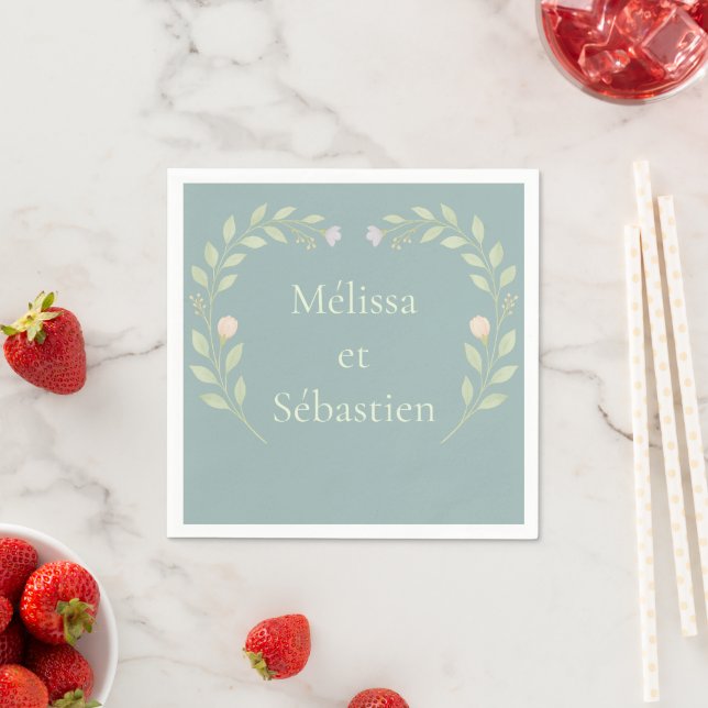 Personalisierbare Papiertischdecke für Hochzeiten Serviette (Beispiel)