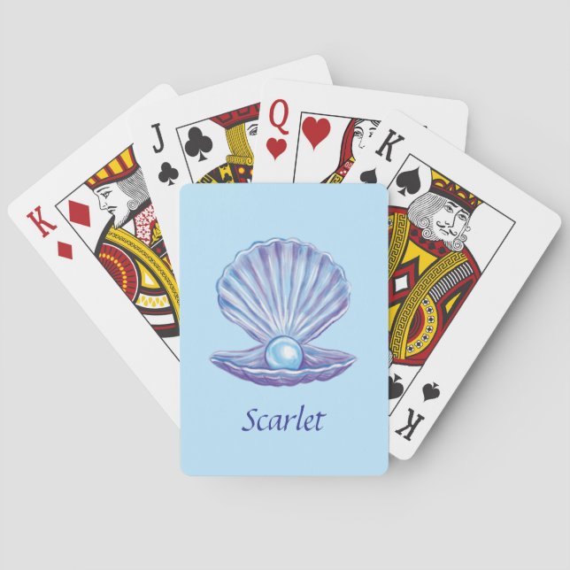 Personalisierbare Perle des Ozeans (Blau) Spielkarten (Rückseite)