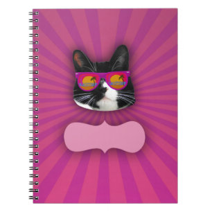 Personalisierbare Sonnenbrille tragen Tuxedo Cat F Notizblock