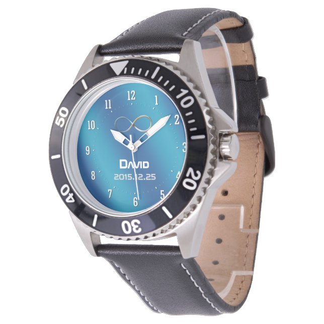 Personalisierbare Unendlichkeit | Nerd Hand Watch Armbanduhr (Schrägansicht)