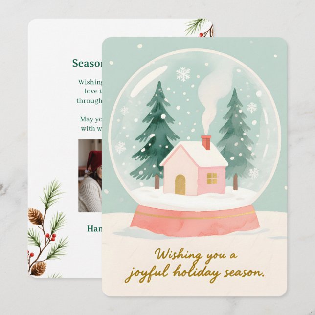 Personalisierbare vintage Flach-Weihnachtskarte  Feiertagskarte (Vorne/Hinten)