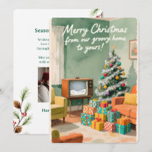 Personalisierbare vintage-flache Weihnachtskarte 