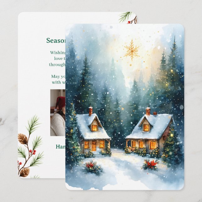 Personalisierbare Vintage-Weihnachtskarte  Feiertagskarte (Vorne/Hinten)
