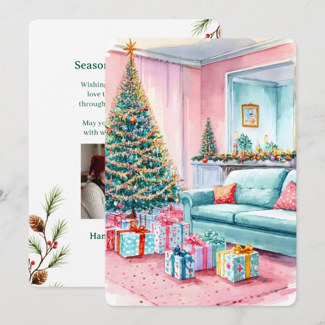 Personalisierbare Vintage-Weihnachtskarte  Feiertagskarte (Vorne/Hinten)