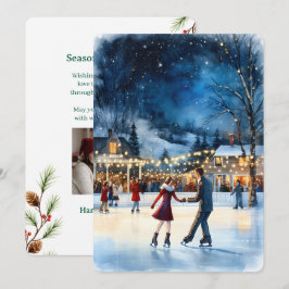Personalisierbare Vintage-Weihnachtskarte mit Flac Feiertagskarte