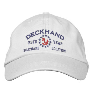 Personalisierbare YEAR und Names Deckhand Yachtfla Bestickte Baseballkappe