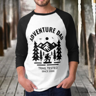 Personalisierbarer 3/4 Schwarz-Weiß-Vater T-Shirt