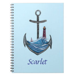 Personalisierbarer Anker- und Leuchtturm (Version  Notizblock