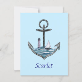 Personalisierbarer Anker- und Leuchtturm (Version Postkarte
