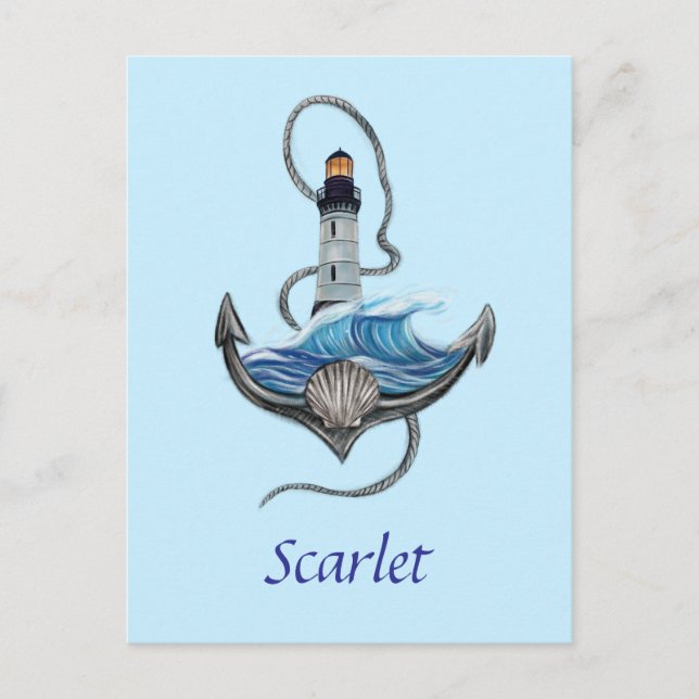 Personalisierbarer Anker- und Leuchtturm (Version  Postkarte (Vorderseite)
