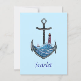 Personalisierbarer Anker- und Leuchtturm (Version Postkarte