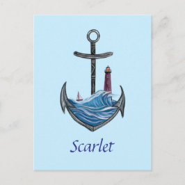Personalisierbarer Anker- und Leuchtturm (Version  Postkarte