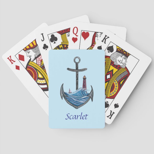 Personalisierbarer Anker- und Leuchtturm (Version  Spielkarten (Rückseite)