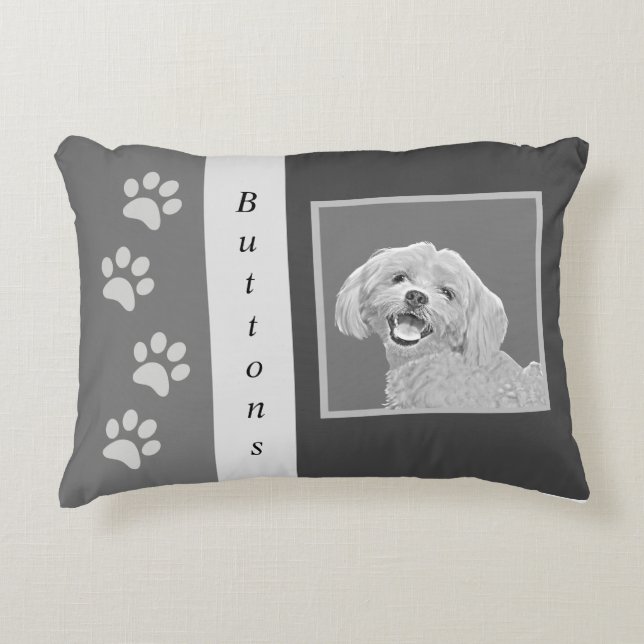 Personalisierbarer Bleistift Malteser Hund Akzent  Dekokissen (Vorderseite)