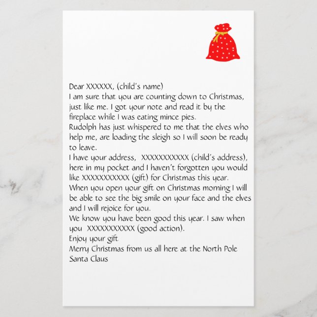 Personalisierbarer Brief aus der Santa 2 Stationie Briefpapier (Vorderseite)