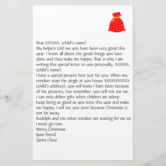 Personalisierbarer Brief aus der Santa 3 Stationie Briefpapier (Vorderseite)