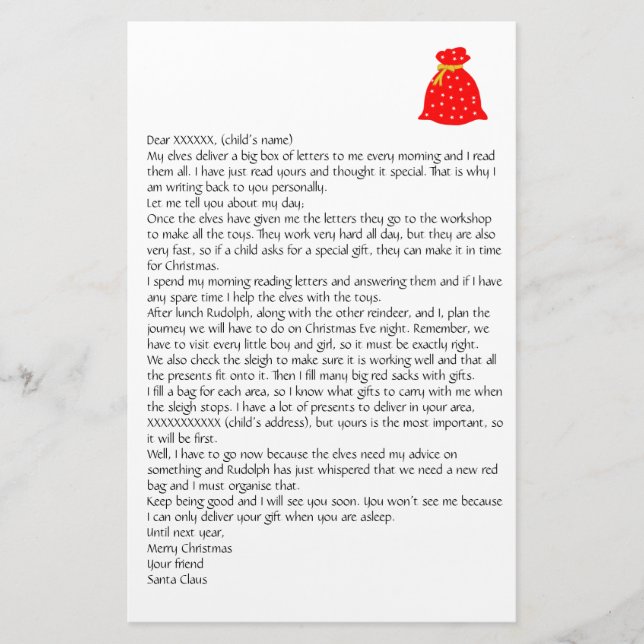 Personalisierbarer Brief aus der Santa 4 Stationie Briefpapier (Vorderseite)