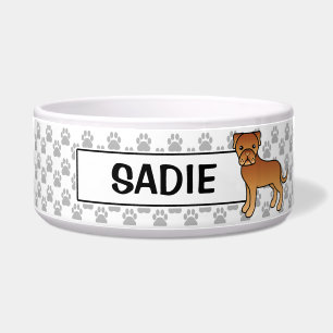 Personalisierbarer Cartoon Bordeaux Hund und Name Napf