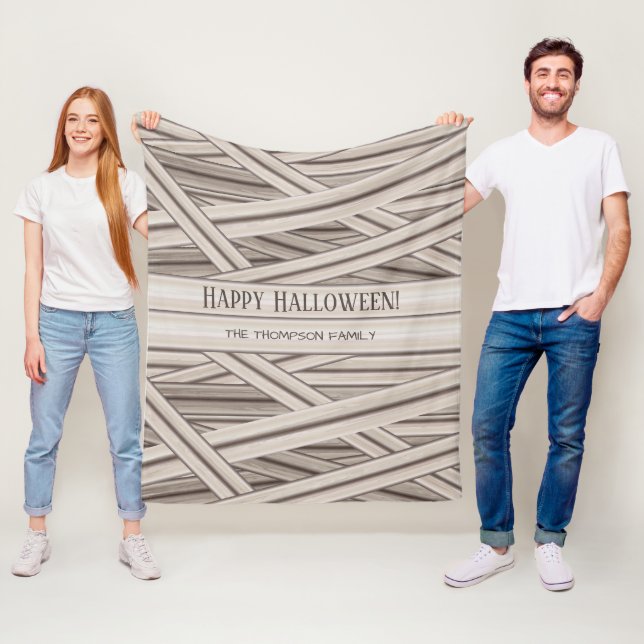 Personalisierbarer Halloween-Mummy Stripes Familie Fleecedecke (Beispiel)