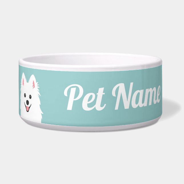 Personalisierbarer Lächelender Hund/Spitz Napf (Links)