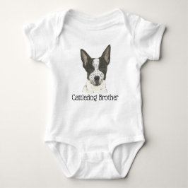 Personalisierbarer schwarzer und weißer Kampfhund Baby Strampler