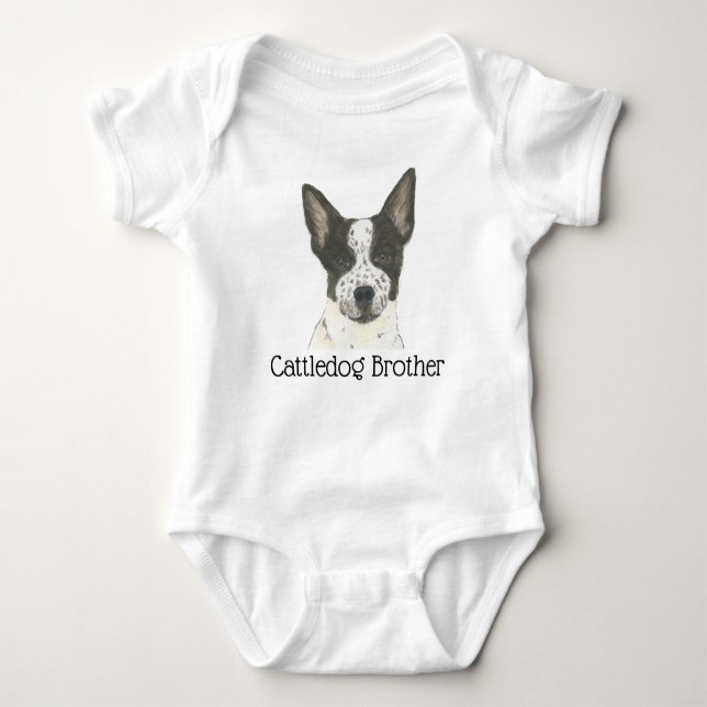 Personalisierbarer schwarzer und weißer Kampfhund Baby Strampler (Vorderseite)