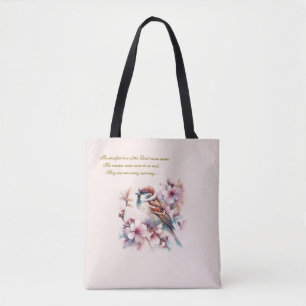 Personalisierbarer Spatz Bibelvers Blush Pink Tasche