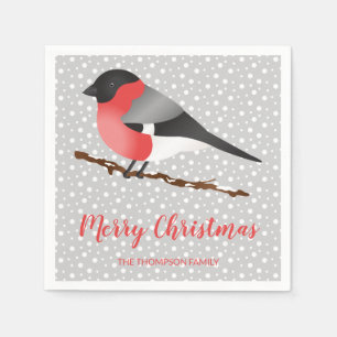 Personalisierbarer Wintervogel & Frohe Weihnachten Serviette