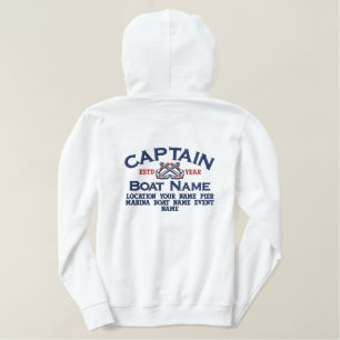 Personalisierbares Jahr und Name Captain Anchors Bestickter Hoodie