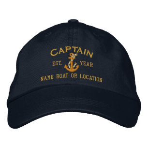Personalisierbares Jahr und Name Captain Rope Anch Bestickte Kappe